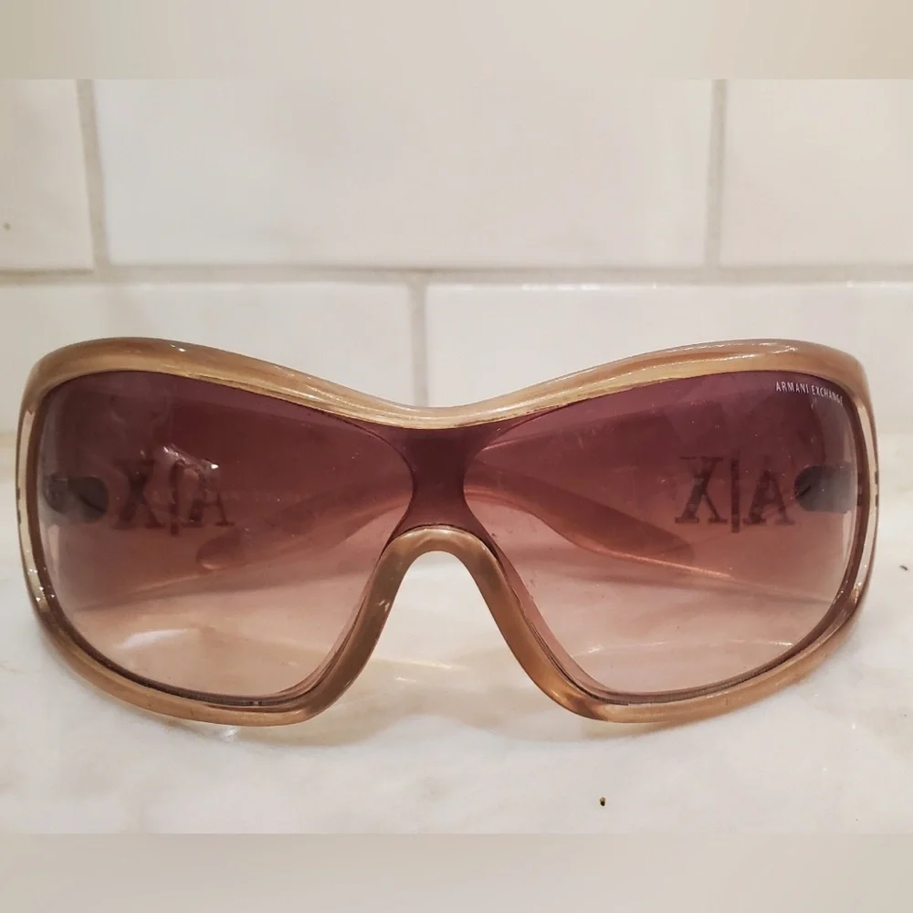 A/X ARMANI EXCHANGE GOLD TONE SUNGLASSES W/ SMOKY TOPAZ LENS